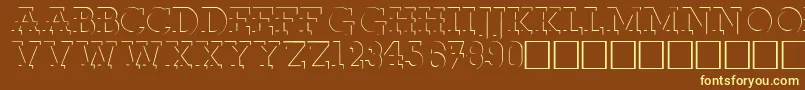 RobertoRegular-fontti – keltaiset fontit ruskealla taustalla