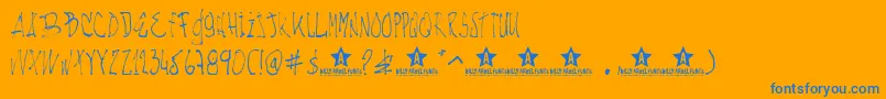 Nachotl-Schriftart – Blaue Schriften auf orangefarbenem Hintergrund