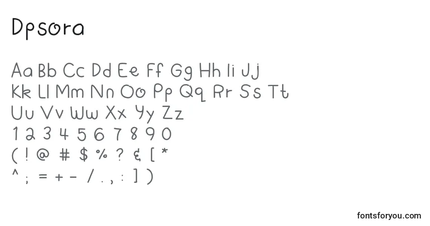 Czcionka Dpsora – alfabet, cyfry, specjalne znaki