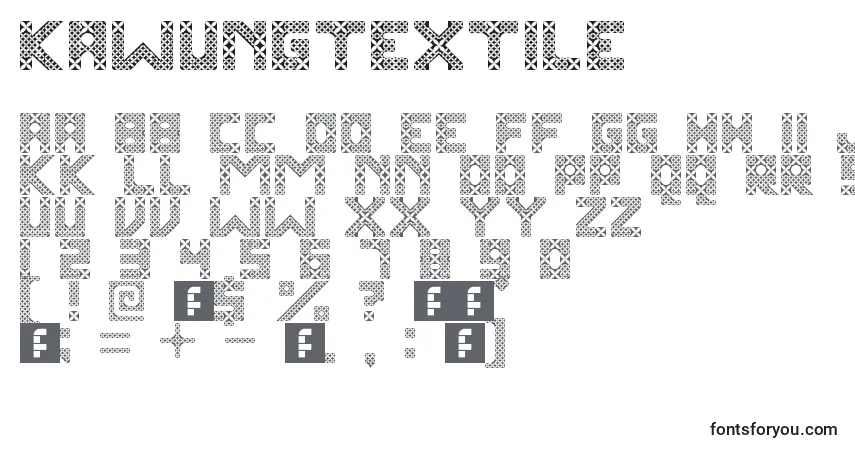 Czcionka KawungTextile – alfabet, cyfry, specjalne znaki