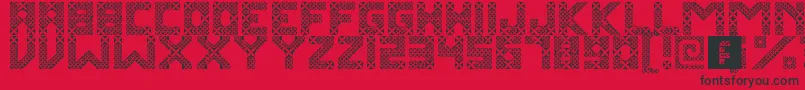 KawungTextile Font – Black Fonts on Red Background