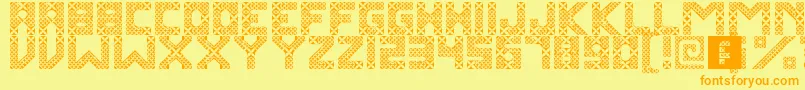 KawungTextile Font – Orange Fonts on Yellow Background