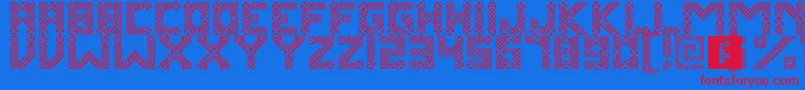 KawungTextile Font – Red Fonts on Blue Background