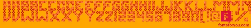 KawungTextile Font – Red Fonts on Orange Background