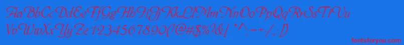 Phyllisd-Schriftart – Rote Schriften auf blauem Hintergrund