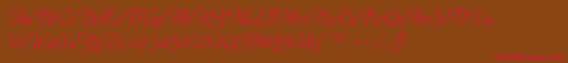 フォントPhyllisd – 赤い文字が茶色の背景にあります。
