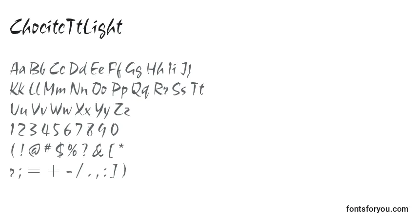 Schriftart ChocitcTtLight – Alphabet, Zahlen, spezielle Symbole