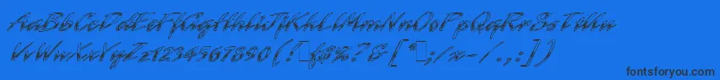 LaserChromeLetPlain.1.0-fontti – mustat fontit sinisellä taustalla