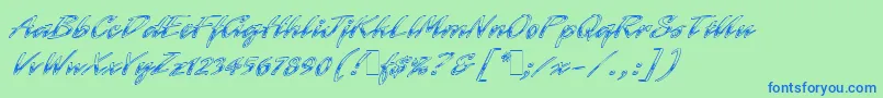 LaserChromeLetPlain.1.0-Schriftart – Blaue Schriften auf grünem Hintergrund