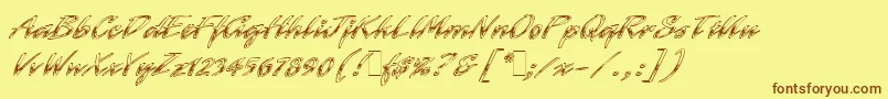 LaserChromeLetPlain.1.0-Schriftart – Braune Schriften auf gelbem Hintergrund