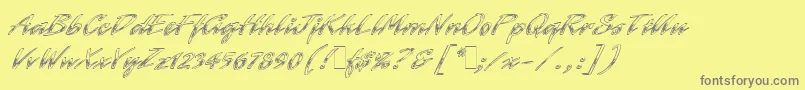 LaserChromeLetPlain.1.0-Schriftart – Graue Schriften auf gelbem Hintergrund