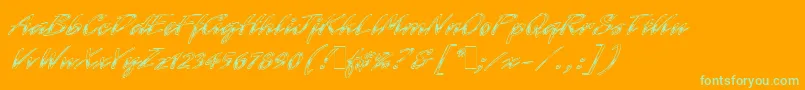 LaserChromeLetPlain.1.0-Schriftart – Grüne Schriften auf orangefarbenem Hintergrund