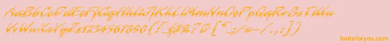 LaserChromeLetPlain.1.0 Font – Orange Fonts on Pink Background