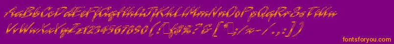 LaserChromeLetPlain.1.0 Font – Orange Fonts on Purple Background