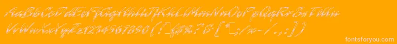 LaserChromeLetPlain.1.0 Font – Pink Fonts on Orange Background