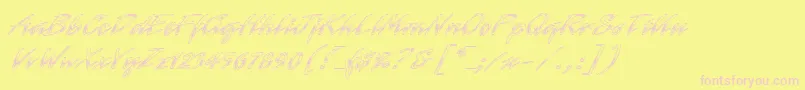 LaserChromeLetPlain.1.0-Schriftart – Rosa Schriften auf gelbem Hintergrund