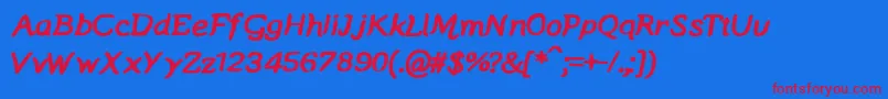 Manicmondaybold Font – Red Fonts on Blue Background