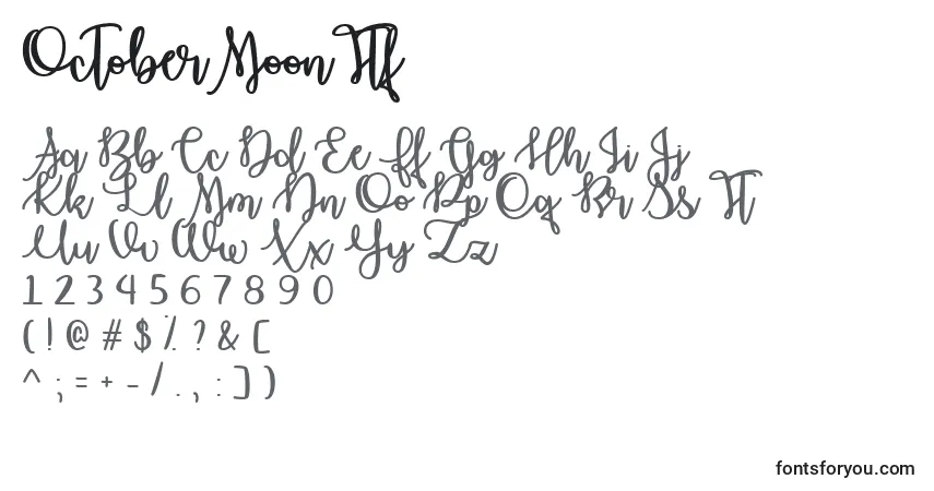 Schriftart OctoberMoonTtf – Alphabet, Zahlen, spezielle Symbole