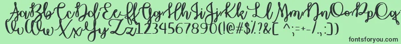 Fonte OctoberMoonTtf – fontes pretas em um fundo verde