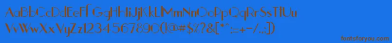 フォントStencil1935 – 茶色の文字が青い背景にあります。