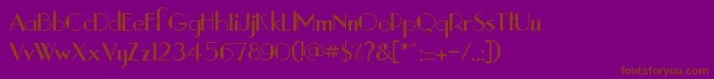 Stencil1935-fontti – ruskeat fontit violetilla taustalla