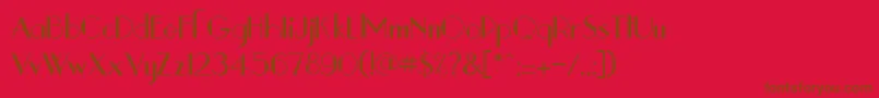 Stencil1935-fontti – ruskeat fontit punaisella taustalla