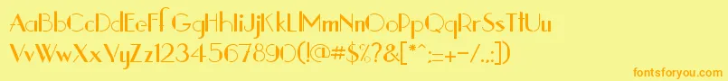 フォントStencil1935 – オレンジの文字が黄色の背景にあります。