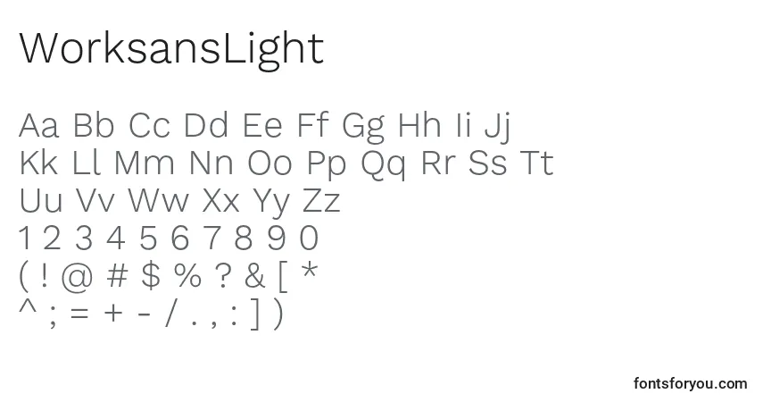 Шрифт WorksansLight – алфавит, цифры, специальные символы