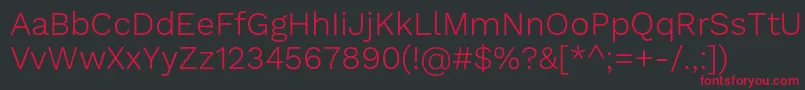 フォントWorksansLight – 黒い背景に赤い文字