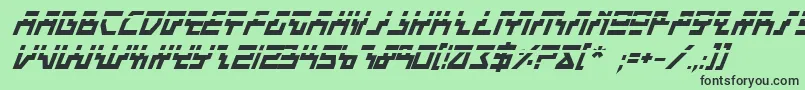 Fonte BeamRiderBoldItalicLaser – fontes pretas em um fundo verde