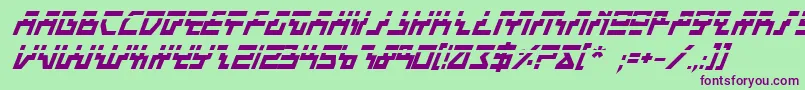 BeamRiderBoldItalicLaser Font – Purple Fonts on Green Background