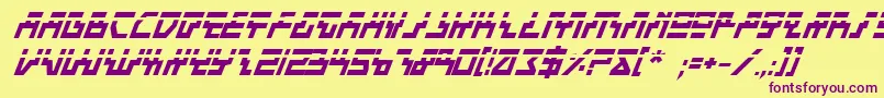 BeamRiderBoldItalicLaser Font – Purple Fonts on Yellow Background