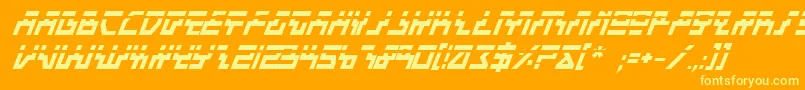 BeamRiderBoldItalicLaser-Schriftart – Gelbe Schriften auf orangefarbenem Hintergrund