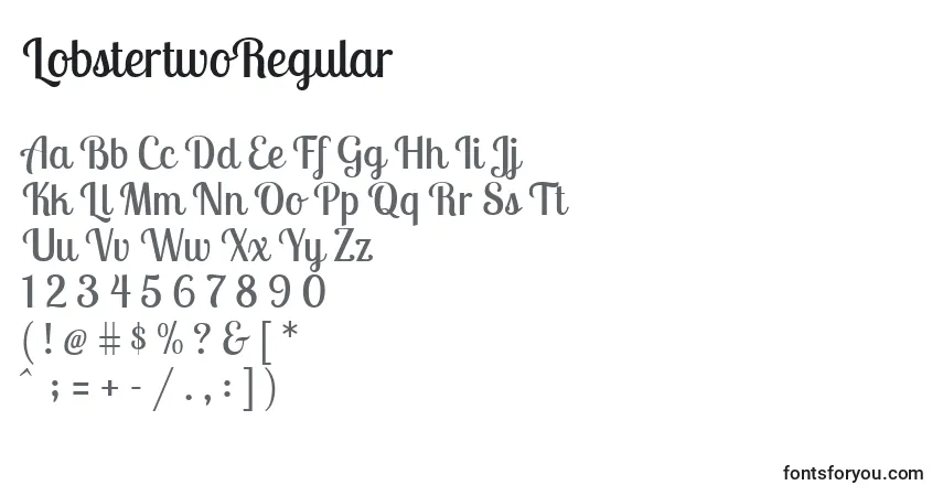 Czcionka LobstertwoRegular – alfabet, cyfry, specjalne znaki
