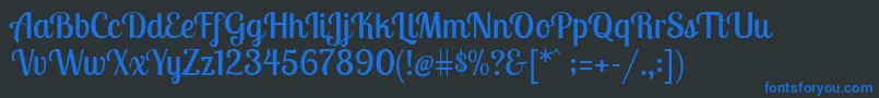 フォントLobstertwoRegular – 黒い背景に青い文字