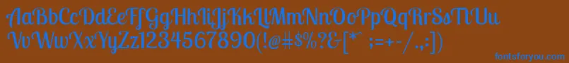 LobstertwoRegular-Schriftart – Blaue Schriften auf braunem Hintergrund