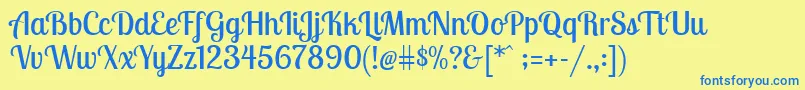 LobstertwoRegular Font – Blue Fonts on Yellow Background