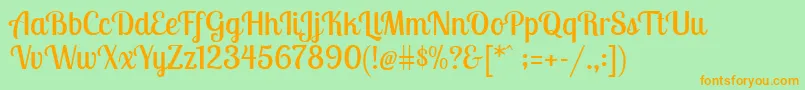 LobstertwoRegular-Schriftart – Orangefarbene Schriften auf grünem Hintergrund