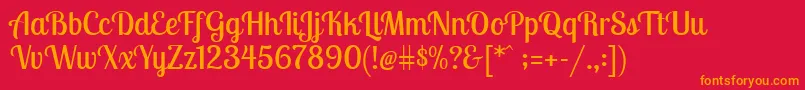 フォントLobstertwoRegular – 赤い背景にオレンジの文字