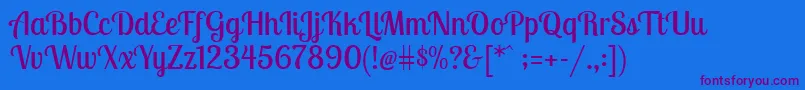 LobstertwoRegular-Schriftart – Violette Schriften auf blauem Hintergrund