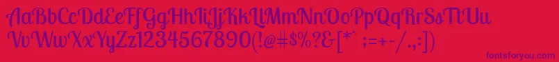 フォントLobstertwoRegular – 赤い背景に紫のフォント