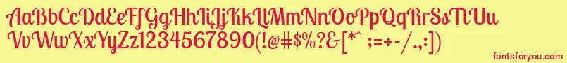 LobstertwoRegular Font – Red Fonts on Yellow Background