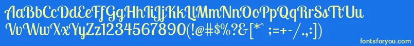 LobstertwoRegular Font – Yellow Fonts on Blue Background