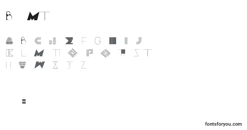 Czcionka BossMThree – alfabet, cyfry, specjalne znaki