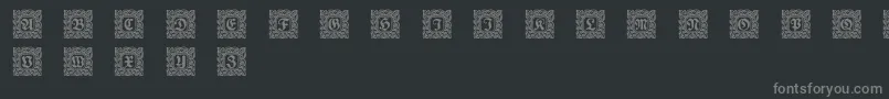 Schmuckinitialen2-fontti – harmaat kirjasimet mustalla taustalla