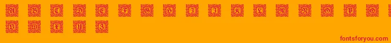 Schmuckinitialen2-Schriftart – Rote Schriften auf orangefarbenem Hintergrund