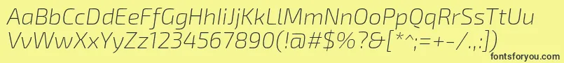 フォントExo2.0Extralightitalic – 黒い文字の黄色い背景