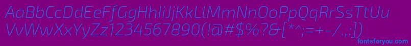 Exo2.0Extralightitalic Font – Blue Fonts on Purple Background