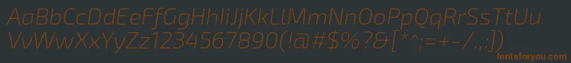 Шрифт Exo2.0Extralightitalic – коричневые шрифты на чёрном фоне