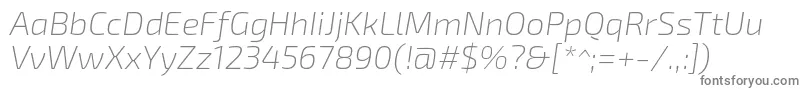 フォントExo2.0Extralightitalic – 灰色のフォント